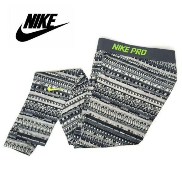 Nike Pro Dri-FIT Womens Leggings S neon green grey - Picture 5 of 9
